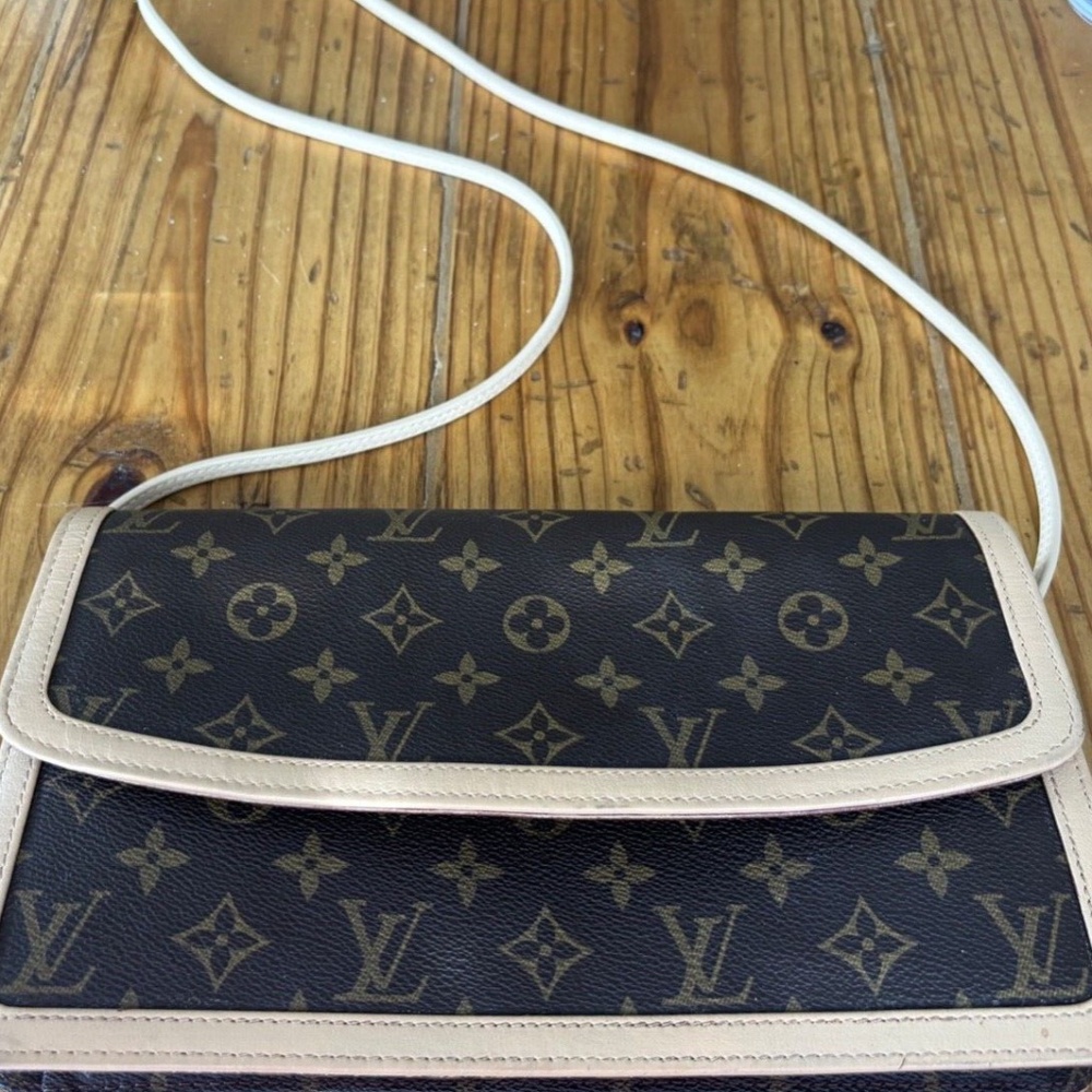 Louis Vuitton LV MONOGRAM DAME GM BAG LIGHT BROWN Auth Custom Handbag Strap READ